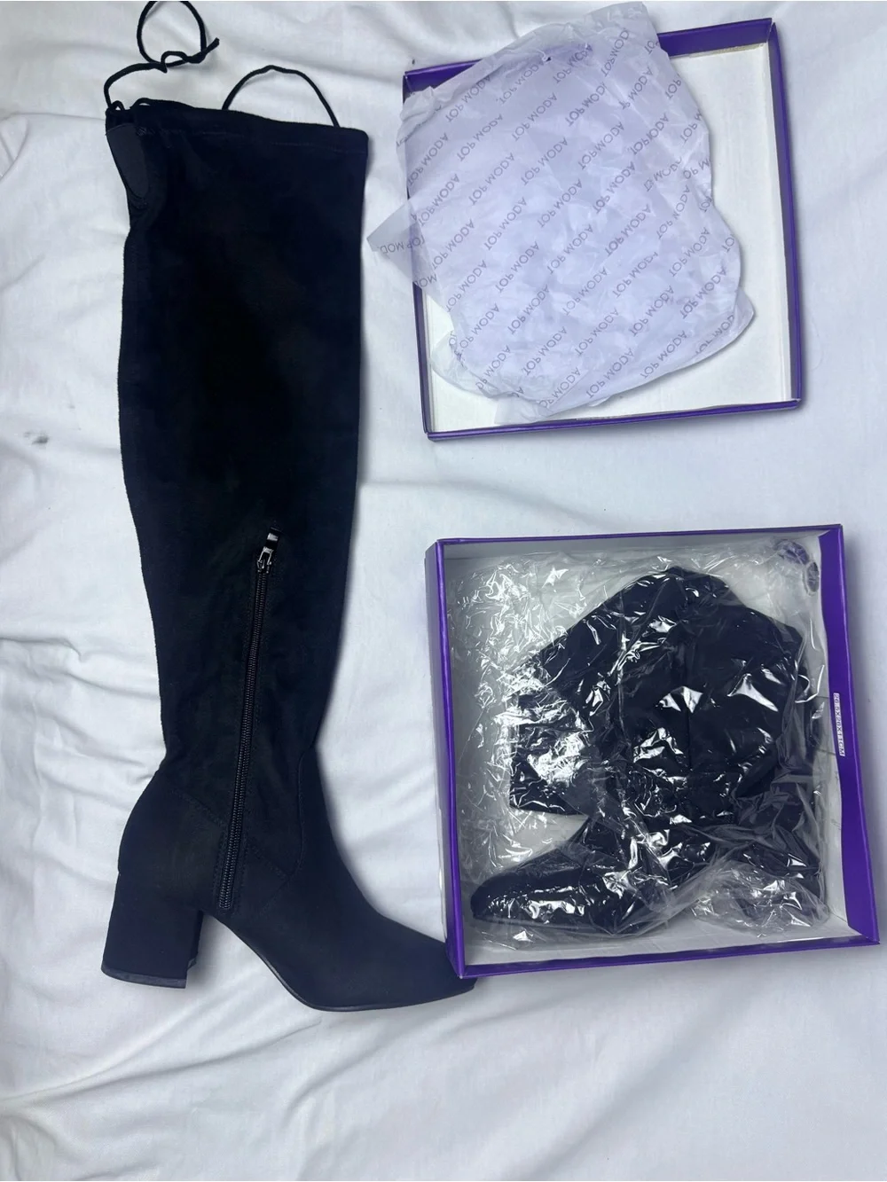 TOP Moda Black Over-the-Knee Block Heel Boots